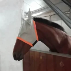 Cheval Energy - Les Equipements Cheval Energy Masque Anti-Mouches avec Oreilles - Blanc / Orange Discount