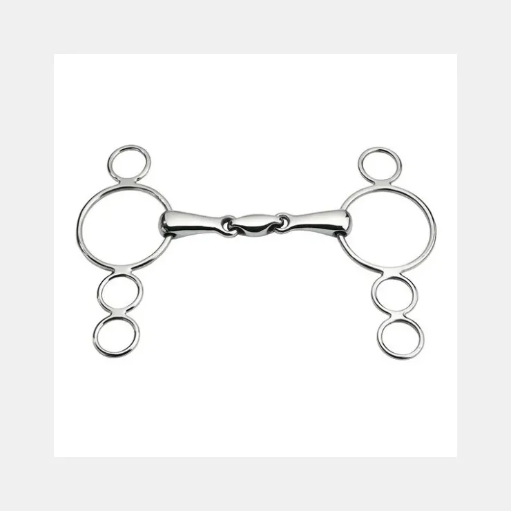 Mors Pessoa 4 anneaux à double brisure, en inox, canons moyens Online