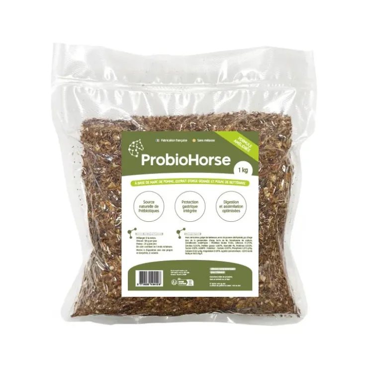 ProbioHorse - Pré et Probiotiques Cheval, Marc de Pomme fermenté, Orge germée et Pulpe de Betterave Discount